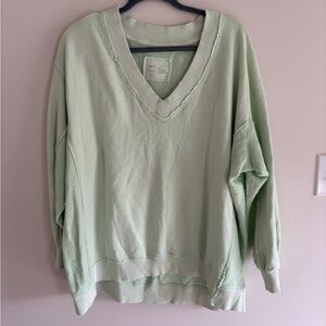 aerie Vacay Every day Mint Green V-Neck Sweatshirt